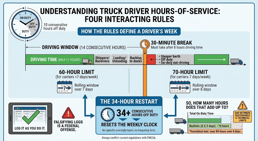 Truck Driver Hours of Service: What the Rules Actually Allow