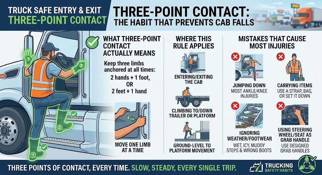 Truck Safe Entry & Exit Three-Point Contact: The Habit That Prevents Most Cab Falls